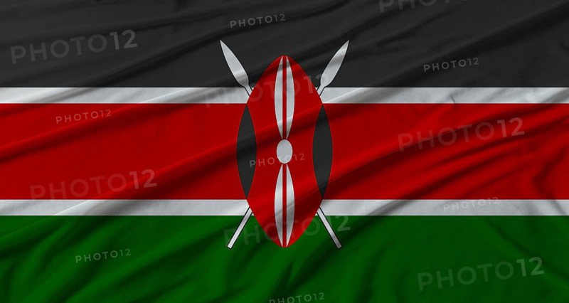 Kenya flag waving. Flag of Kenya with cloth texture