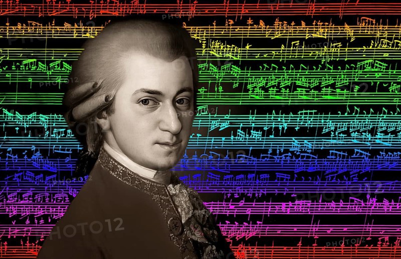 Wolfgang Amadeus Mozart, 1756 – 1791, composer of classical music, First Viennese School, notesheet from Allegro and Andante, Fantasy in F minor for mechanical organ, KV 608, 1791, digitally edited