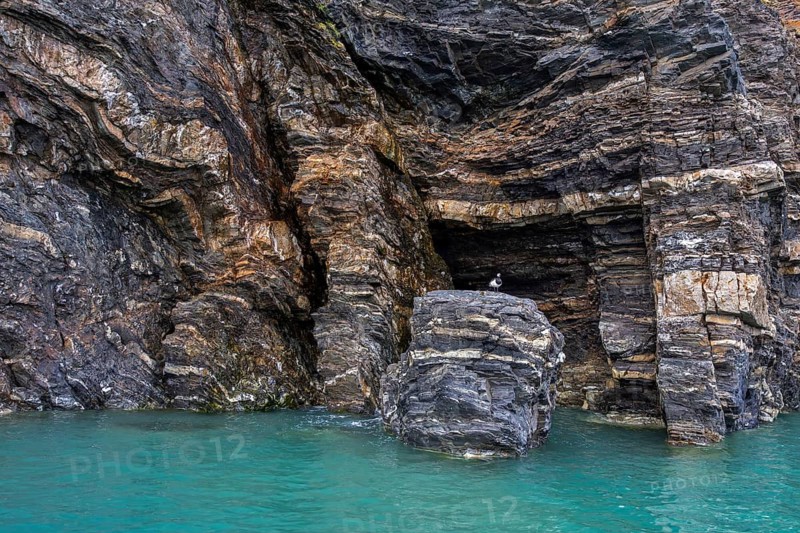 Metamorphic rock formation along Krossfjorden, Haakon VII Land, Spitsbergen, Svalbard, Norway