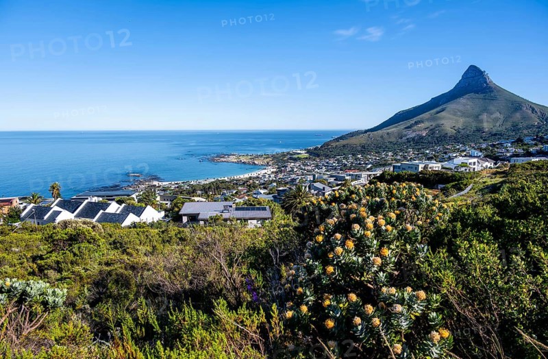 Camps Bay and Lions Head, mountainous landscape with adjacent city and coast, Eastern Cape, Cape Town, South Africa