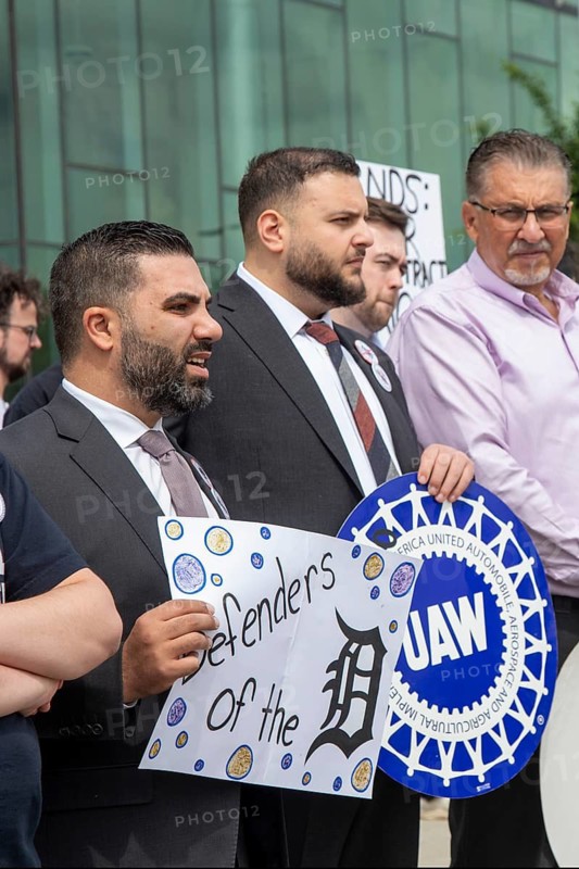 Detroit, Michigan - Members of the Neighborhood Defender Service (NDS) ask for a fair union contract. They belong to the Association of Legal Aid Attorneys, which is part of the United Auto Workers union. The nonprofit NDS represents their clients in the courtroom and beyond