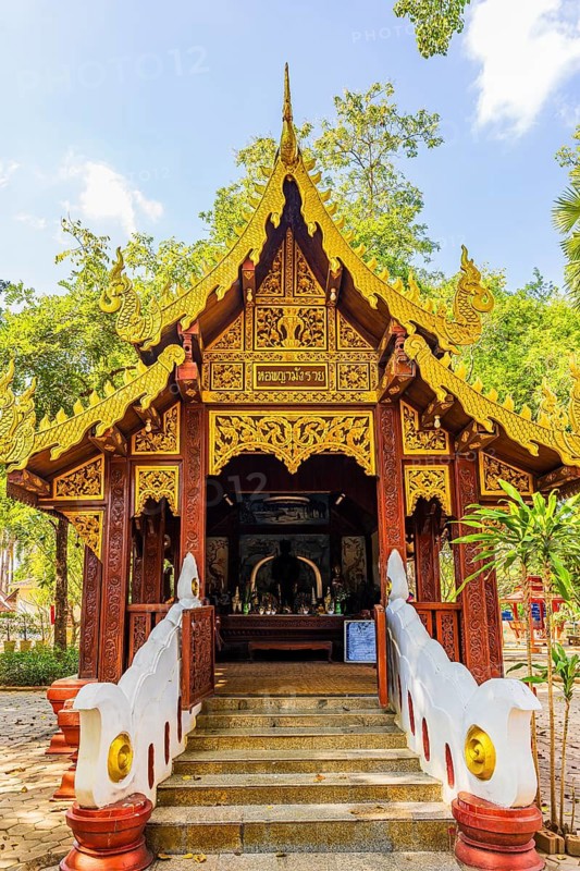 Small public temple, in the Wat Chiang Yuen Buddhist temple complex, Chiang Mai, Thailand