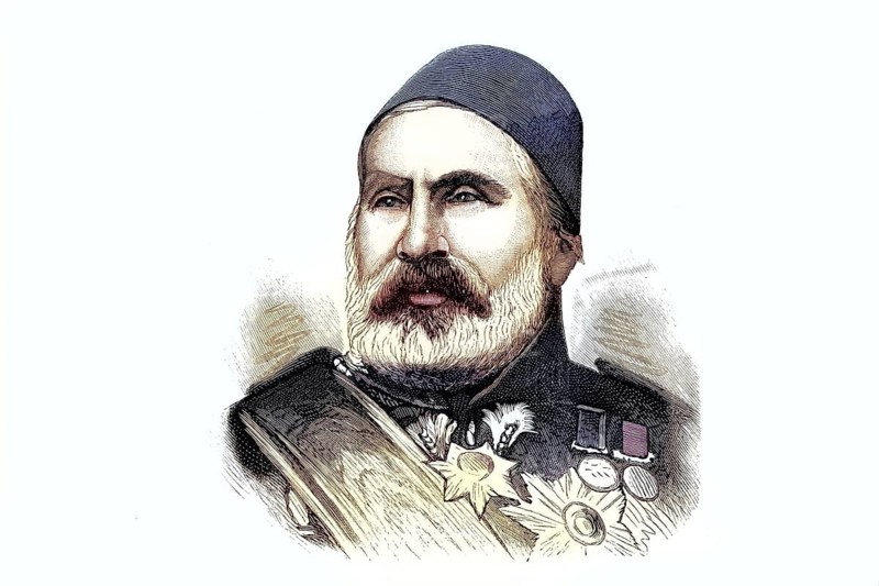Abdülkerim Nadir Pasha, also known as Abdul Kerim Nadir Pasha, Abdulkerim, Abd ul-Kerim Pasha or Abdi Pasha (born 1807 in Chirpan, died February 1883 on Rhodes) was an Ottoman marshal who held important posts in the Ottoman army during the second half of the 19th century, reproduction of a 19th-century original. Authentic, file restored for optimal use, exact date of the original unknown, nostalgically coloured