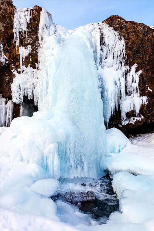 Kirkjufell Mountain, Kirkjufellsfoss Waterfall, Frozen Waterfall, Ice, Winter, Iceland