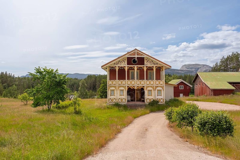 View of a historic Norwegian wooden house, Kviteseid, Telemark, Norway