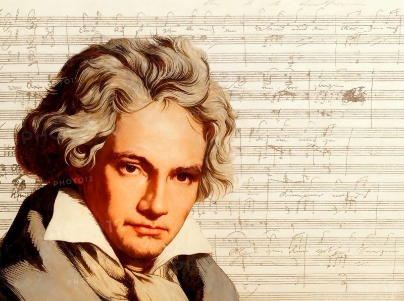 Ludwig van Beethoven, 1770 -1827, German composer, hand-written musical notation, love song, Zärtliche Liebe, 1795, digitally edited