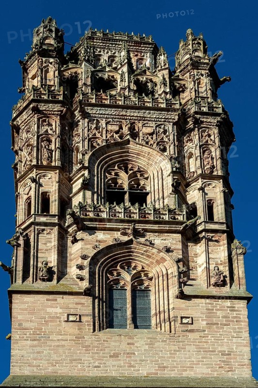 Rodez. Bell tower of the gothic Notre Dame cathedral. Aveyron. Occitanie. France