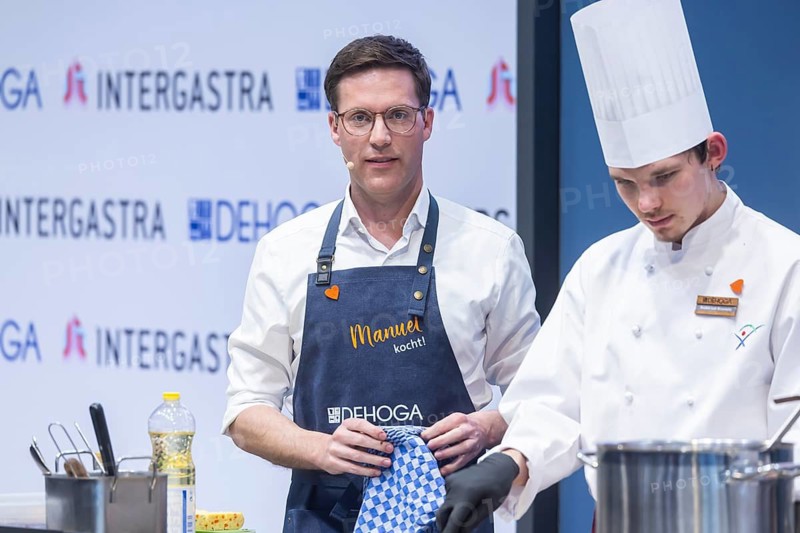 Manuel is cooking! at Intergastra in Stuttgart. DEHOGA Baden-Württemberg event with Manuel Hagel, the CDU's top candidate for the post of Minister-President. Baden-Württemberg will elect a new state parliament on March 5, 2026. INTERGASTRA, leading trade fair for the hotel and catering industry. Stuttgart, Baden-Württemberg, Germany
