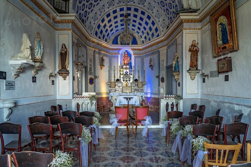 Interior of the Notre Dame de la Serra pilgrimage chapel in Calvi, Balagne, Corsica, France