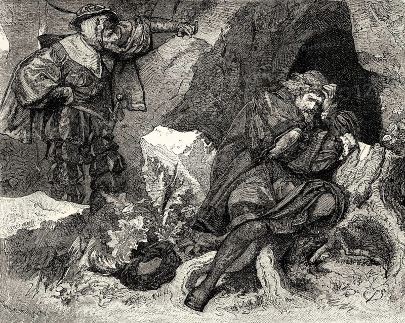 Faust and Mephistopheles, first part of the tragic play Faust by Johann Wolfgang von Goethe