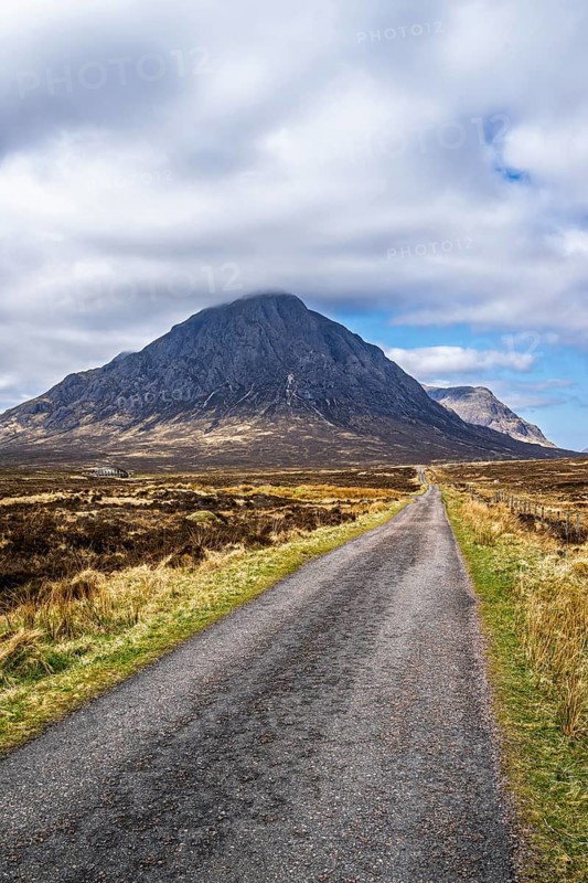 Mountains and Moors over Glen Etive Valley, Glencoe, Highlands, Scotland and Buachaille Etive Mòr, The Buachaille, Glen Etive, Highlands, Scotland, UK