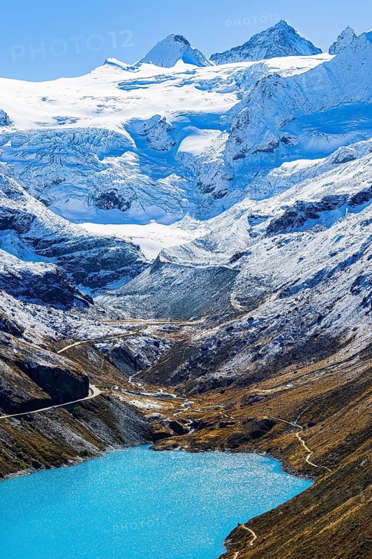 Moiry reservoir and Moiry glacier, near Grimentz, Val d'Anniviers, Valais Alps, Canton Valais, Switzerland