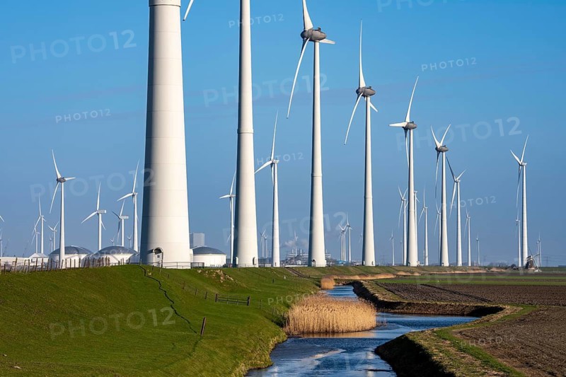Westereems and Growind wind farms, in the north of the Netherlands, near Eemshaven, energy center, in addition to wind energy, there are coal and gas power plants and various energy infrastructure facilities, Vopak tank farm, the Netherlands