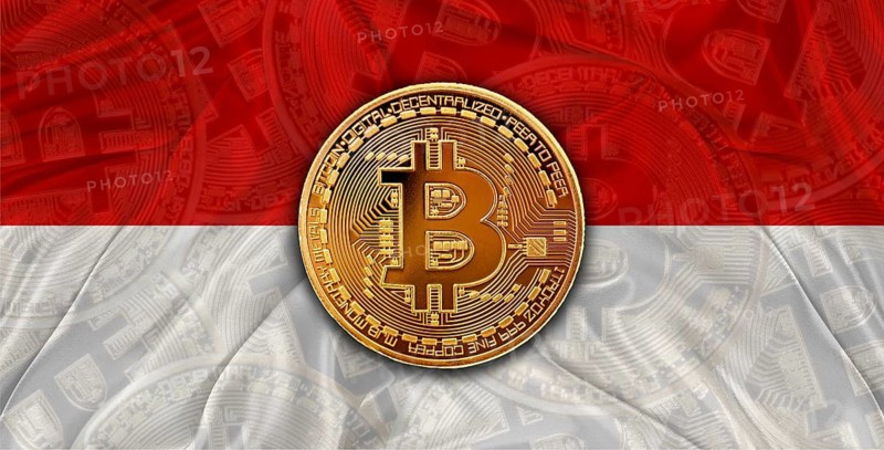 Investors in Blockchain Technology with Monaco flag background. Bitcoin cryptocurrency with Monegasque flag
