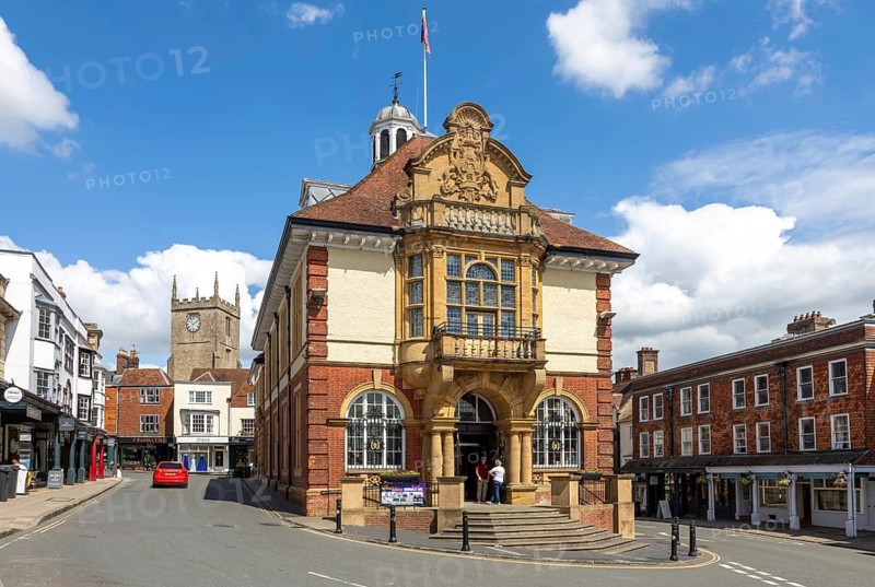 Historic town hall building in town centre of Marlborough, Wiltshire, England, UK architect Charles Edwin Ponting 1902