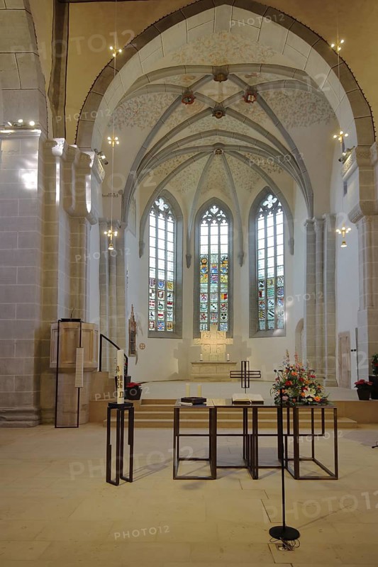 Altar of the monastery church monastery complex, interior view, collegiate church, Kaufungen, Frau-Holle-Land nature park Park, Hesse, Germany