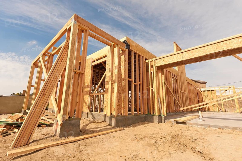 New Construction Wood Home Framing Abstract