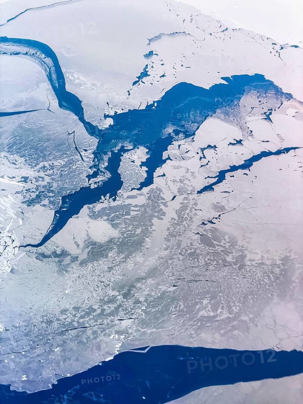 Structures in ice, frozen sea, Bothnia, aerial view, Gulf of Bothnia