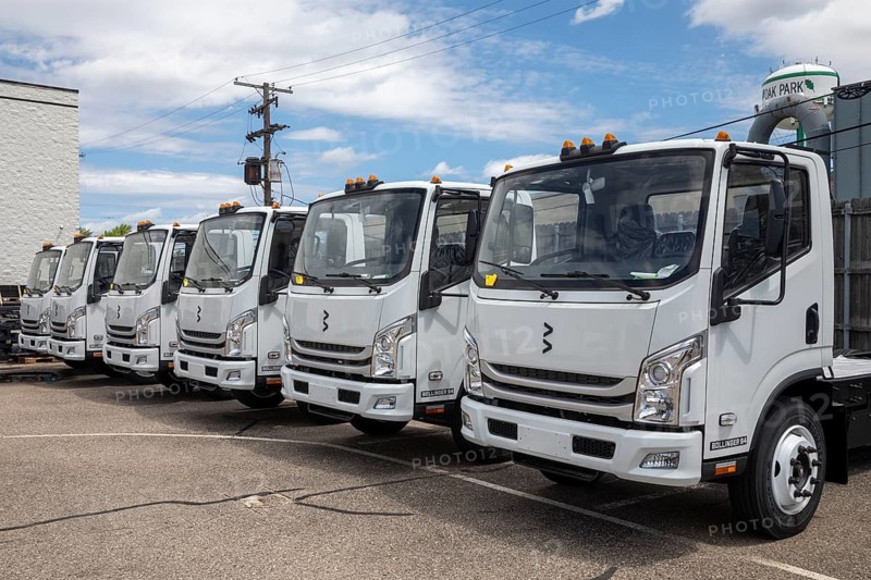 Oak Park, Michigan USA - 11 May 2026 - The remaining assets of Bollinger Motors are prepared for sale at a court-ordered auction, scheduled for May 13. Bollinger was founded in 2015, making electric trucks. The sale includes 20 B4 delivery trucks