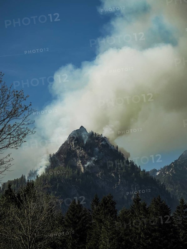 Forest fire on Saurüsselkopf in the Eastern Chiemgau Alps Nature Reserve on May 4, 2026, Laubau, Bavaria, Germany
