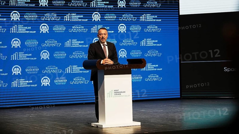 GAZIANTEP, TURKEY - JUNE 9, 2026: Turkish Ambassador to Damascus Nuh Yilmaz delivers a speech during the Anadolu City Economies Summit held in Gaziantep. The high-level event focuses on strengthening bilateral relations, cross-border trade, economic cooperation, and the reconstruction of Syria, Gaziantep, Turkey
