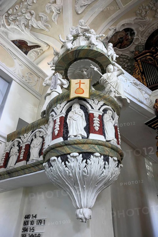 Pulpit, Evangelical Lutheran St. Lawrence Church, Thurnau, Kulmbach district, Upper Franconia, Bavaria, Germany
