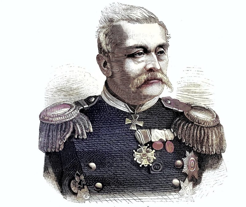Nikolai Karl Gregor von Krüdener, Russian Nikolai Pavlovich Kridener, born March 10, 1811Greg. in Reval, died February 17, 1891 in Warsaw, a Russian infantry general of German-Baltic descent, reproduction of a model from the 19th century. Authentic, file restored for optimal use, exact date of original unknown, nostalgically colored