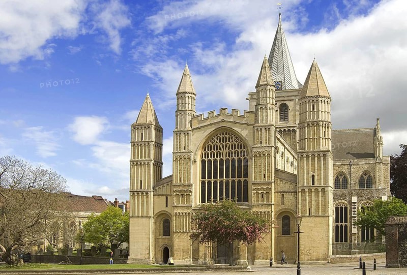 Rochester Cathedral in south-east England. The impressive western façade of the cathedral, founded in 604, dates back to Norman times