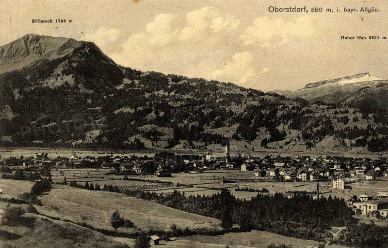 Oberstdorf im Allgäu, Bavaria, Germany, authentic reproduction of an old postcard, around 1910, historical, exact date unknown