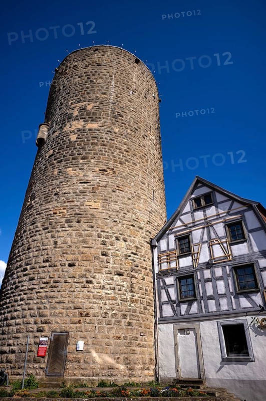 Waldhorn Tower, Gasthaus Waldhorn, timber-framed house, Old Town, Besigheim an der Enz, Baden-Württemberg, Germany