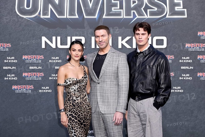 Camila Mendes, director Travis Knight and Nicholas Galitzine - German premiere of MASTERS OF THE UNIVERSE, Uber Platz, Berlin, 28.5.26