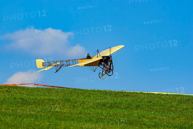 Flight demonstration of a replica Bleriot XI La Manche by Mikael Carlson as part of the 16th vintage air meeting on Hahnweide, Kirchheim unter Teck, Baden-Württemberg, Germany, for editorial use only