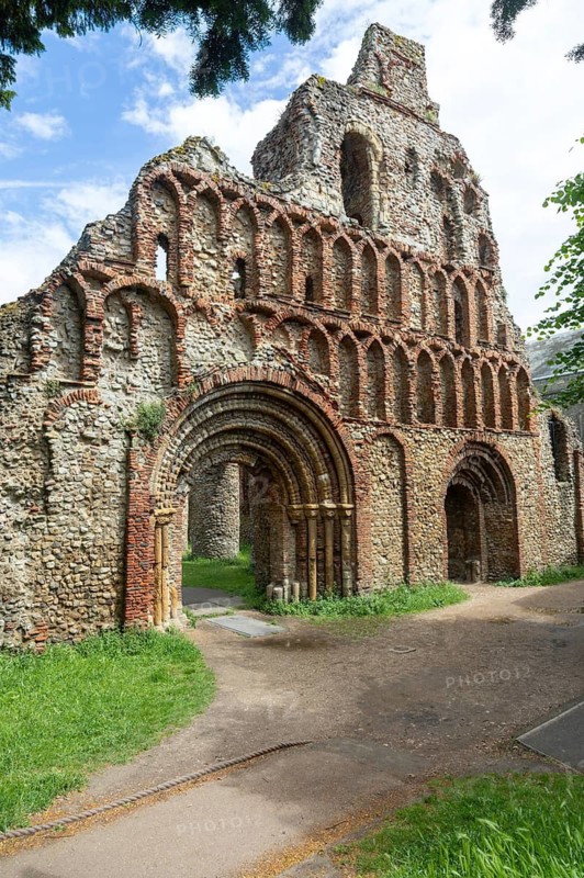 Pardon Door, ruins of St Botolph's Priory medieval Augustinian religious house, Colchester, Essex, England, UK