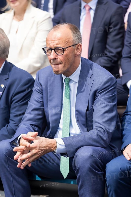 Friedrich Merz (Chancellor of the Federal Republic of Germany, CDU) in front of his speech at the ILA (International Aerospace Exhibition) on 10 June 2026 at the Berlin-Schönefeld Exhibition Centre