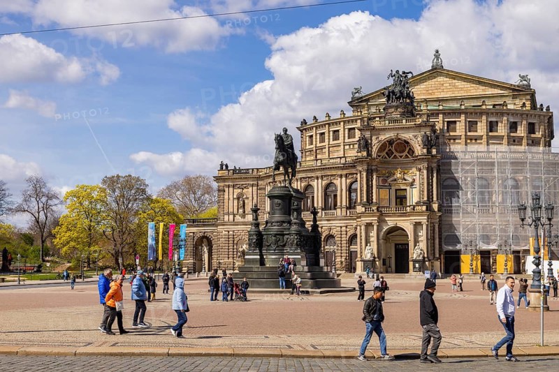 Theaterplatz with Semperoper, Dresden, Saxony, Germany