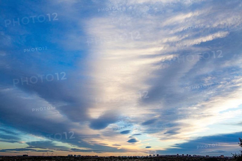 Stormy sky above the city of Valdebebas, north of Madrid, Spain