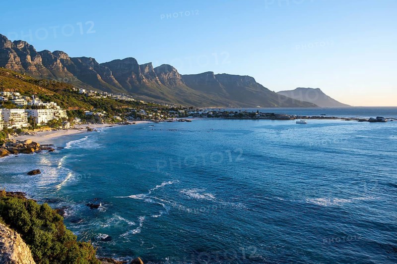 Beach at Clifton Beach, with Table Mountains, Blue Sea, Cape Town, South Africa