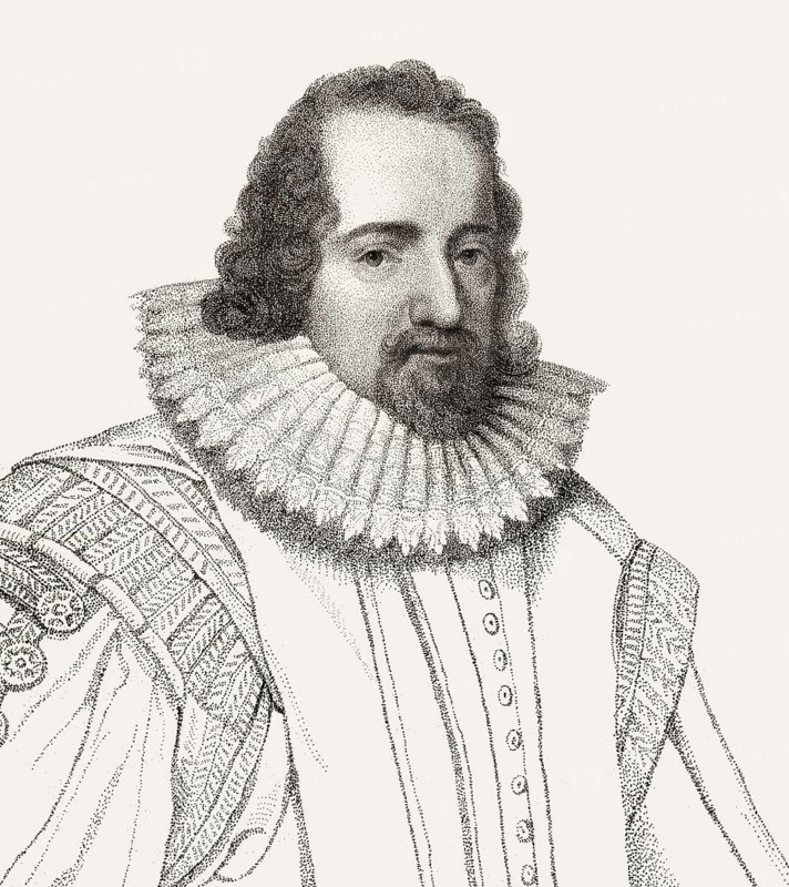 Portrait of Sir Francis Bacon, Baron Baco of Verulam, 1561 - 1626, English lawyer, statesman, essayist, historian, intellectual reformer, philosopher and scientist, digitally edited