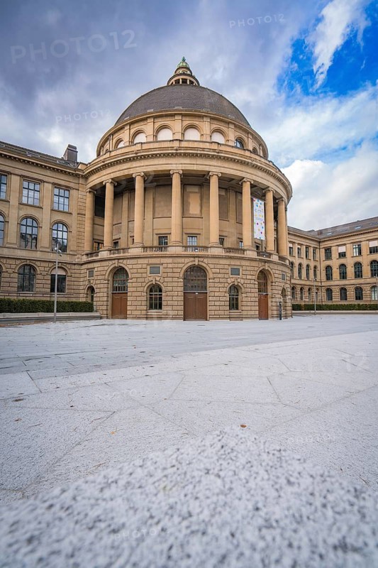 Historic building with large dome and columns in front of a cloudy sky, Zurich, Switzerland