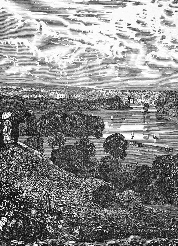 The Thames at Richmond Hill, Richmond upon Thames, Greater London, c. 1870, England, digital reproduction of a historical model