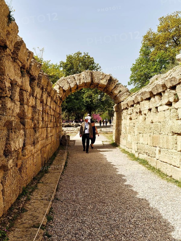Monumental entrance to the stadium, crypt, arched walkway, birthplace of the Olympic Games, Olympic Stadium, ancient Olympia, archaeological site, UNESCO World Heritage Site, Elis, Peloponnese, Greece