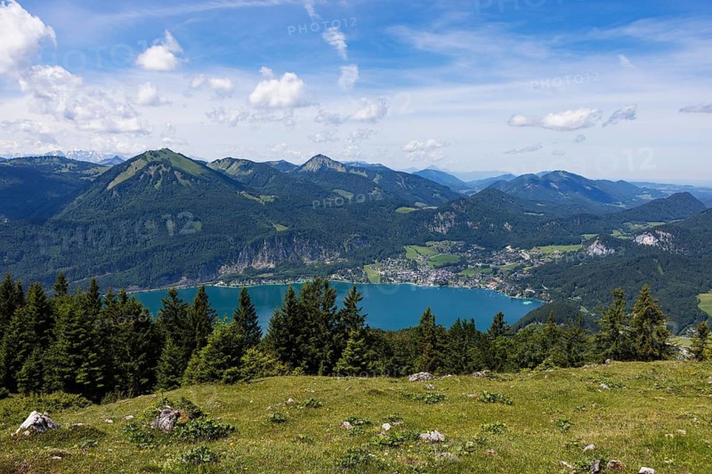 Austria, State of Salzburg, Salzkammergut, Wolfgangsee, Sankt Gilgen, view from Schafbergalm