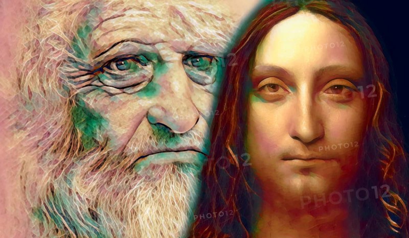 Leonardo da Vinci, 1452 - 1519, Italian painter, sculptor, architect and engineer, the painting Salvator Mundi, Savior of the World, digitally edited