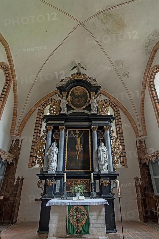 18th century baroque altar in St Mary's Church, Klütz, Mecklenburg-Western Pomerania, Germany