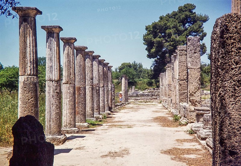The Palaestra ancient site of Olympia, where athletes trained for the Olympic Games, Peloponnese, Greece, Europe 1972