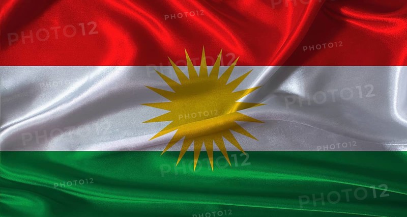 National flag of Kurdistan with cloth texture. Kurdistan flag with realistic texture background