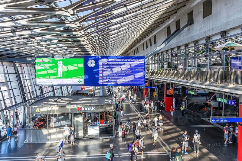 Station building of the main railway station in Lucerne, Switzerland