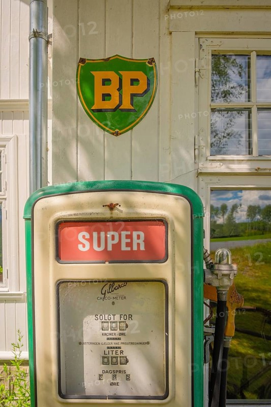 Detailed view of an old gas station, Nedre Eggedal, Buskerud, Norway