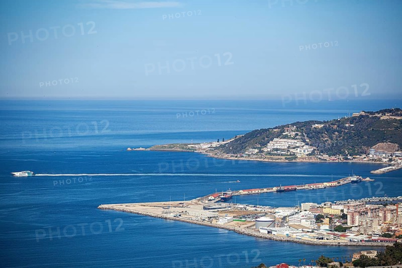 A ferry leaves the port of Ceuta heading to Algeciras, Spain, North Africa