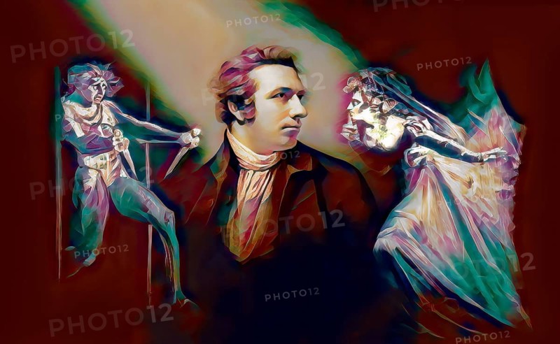 Henry Fuseli or Johann Heinrich Füssli, 1741 – 1825, Swiss painter, draughtsman and writer, digitally edited after Northcote, 1778, Lady Macbeth Seizing the Daggers, scene from The Tragedy of Macbeth by William Shakespeare
